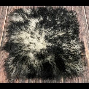 100% mongolian Tibetan Lambs wool Fur 16” black white  sheep curly hair case